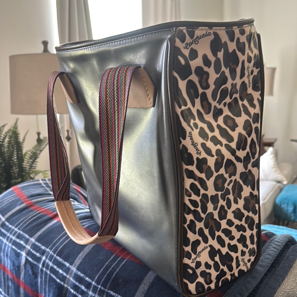 Consuela Leopard Print Tote Bag - Black and Brown